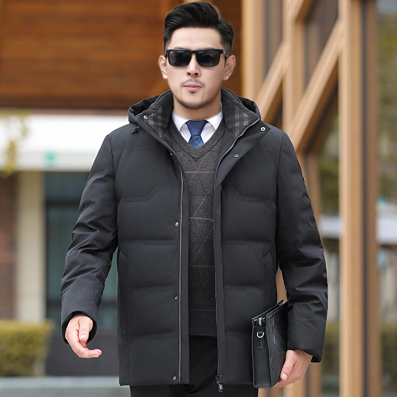 压胶男装新款男士加厚商务休闲短款羽绒服冬装防寒保暖可拆帽外套