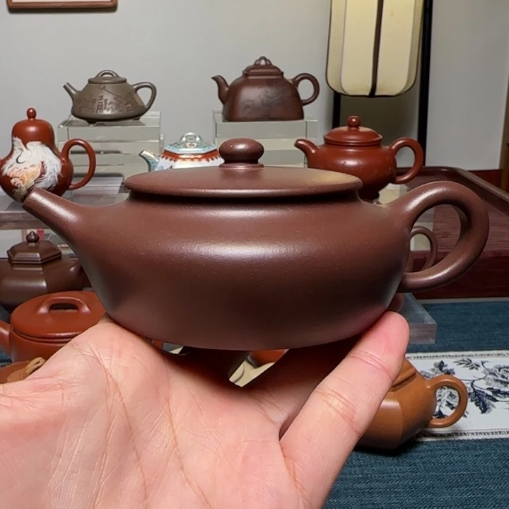 茶壶紫砂特惠价扁晨壶紫泥 150cc