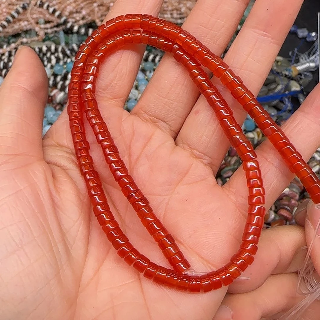 玛瑙/玉髓合金珠宝半成品红玛瑙4mm一条