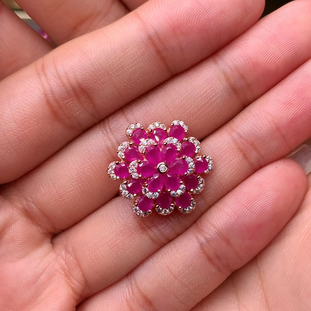 红宝石戒指银S925镶嵌