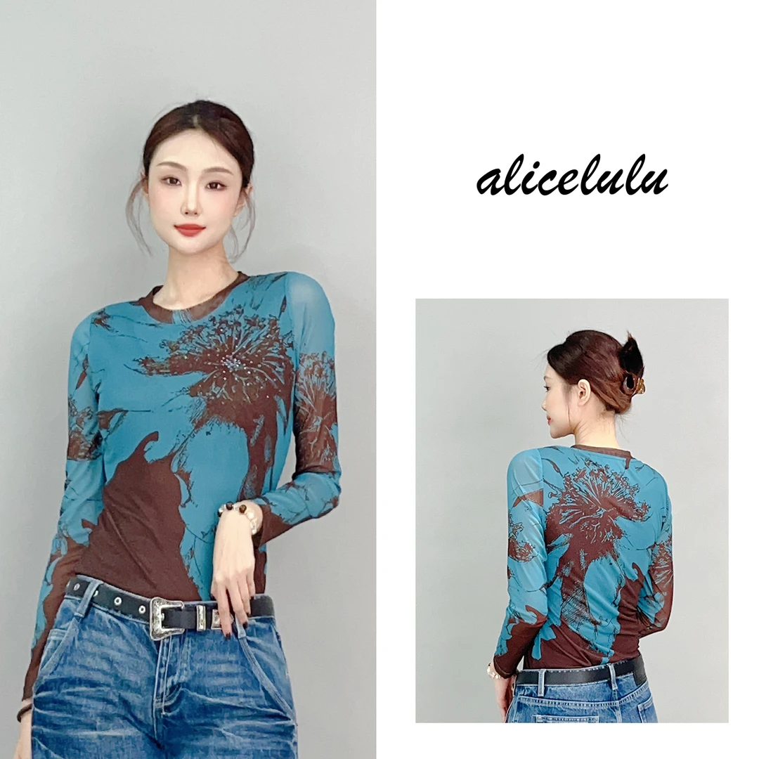 1 alicelulu “艺术之花”衬衫 时髦晕染 弹力显瘦 S2141699E