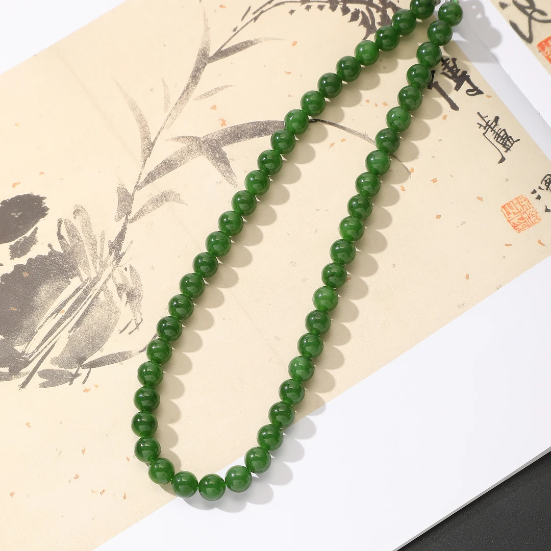 一了个卜【阆苑琼琚】碧玉圆珠项链