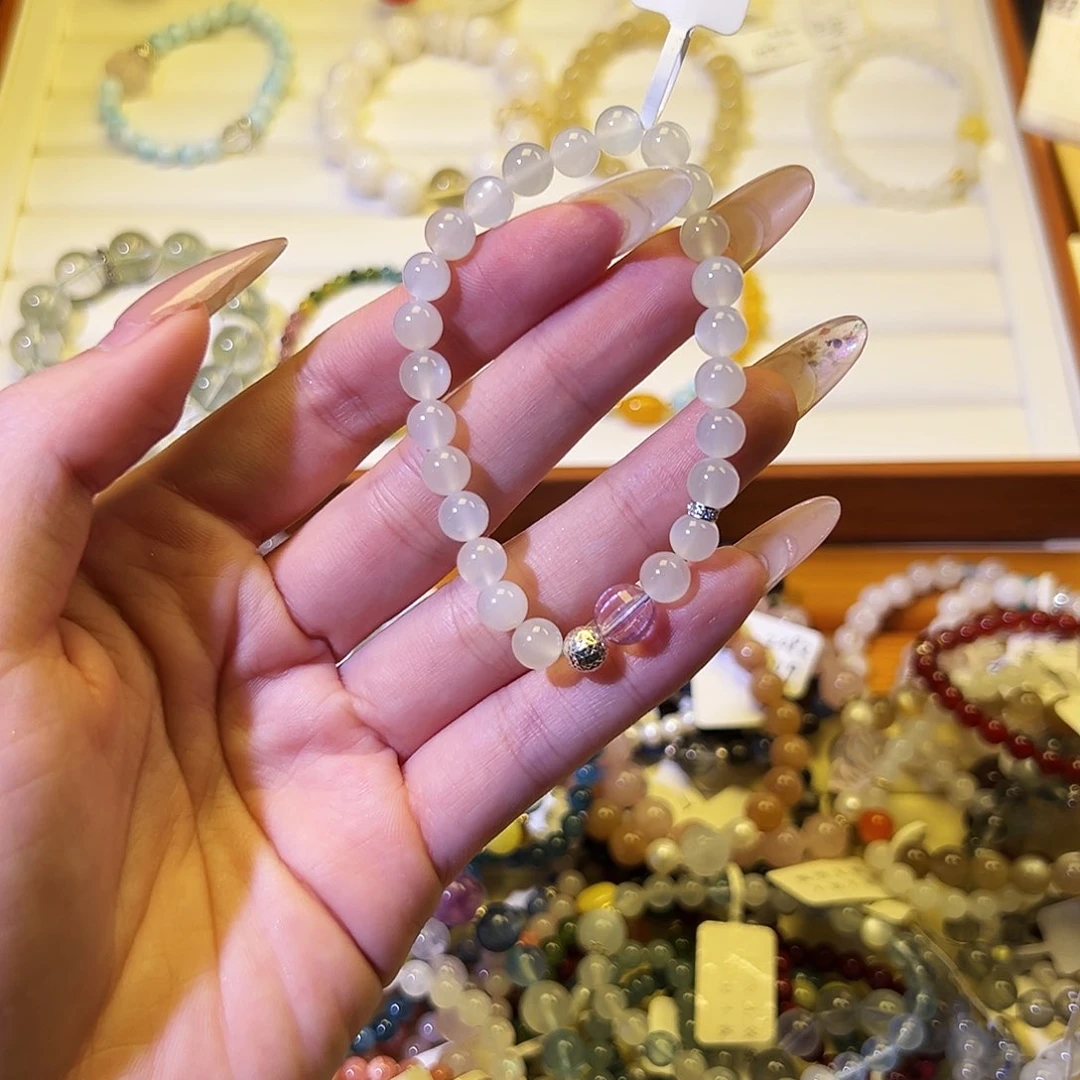 烟晶手链银S925镶嵌T白月754