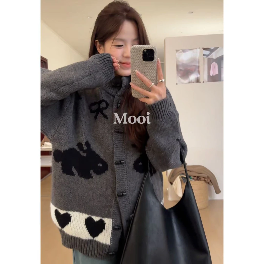 【mooi】'小兔叽'秋冬新款韩版ins风小众设计感毛衣