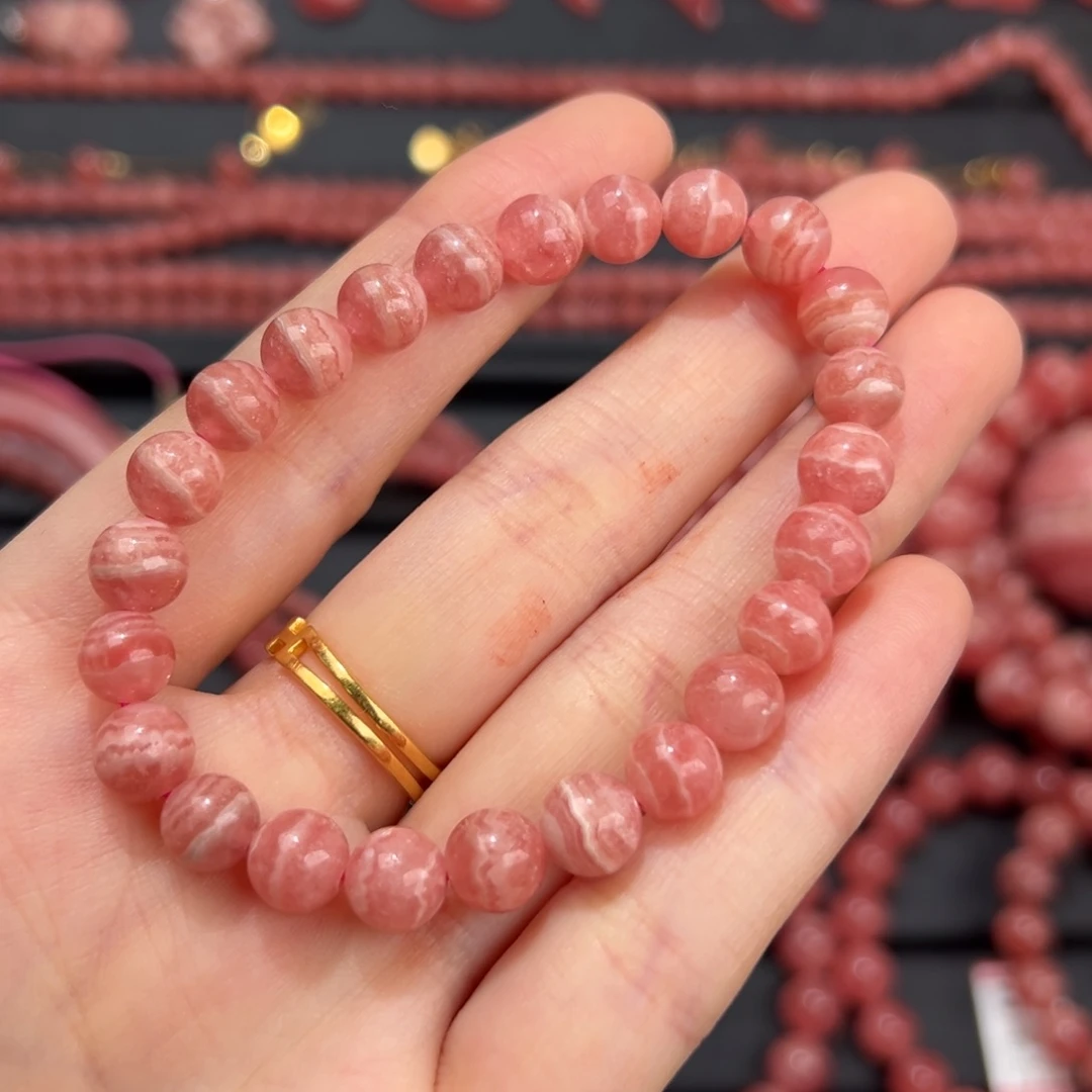 菱锰矿（红纹石）未镶嵌手绳