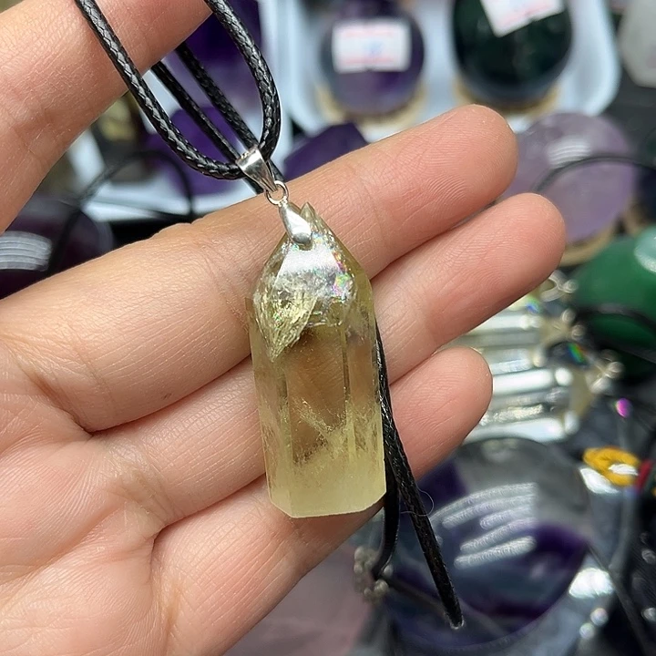 水晶未镶嵌珠宝半成品16克黄水晶吊坠