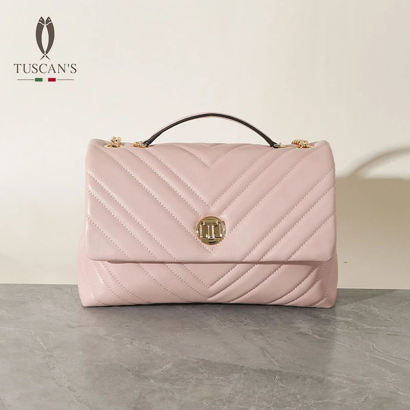 TUSCAN'S百搭链条两只羊真皮斜挎女包大容量单肩包时代集团