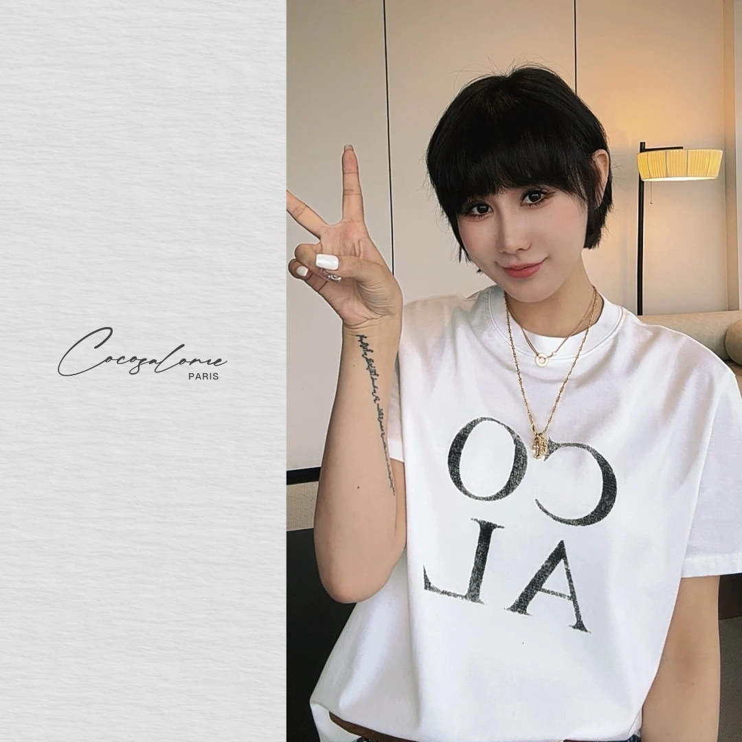 韩彬彬"全志龙"轻奢简约精梳棉知性风衣服复古宽松显瘦T恤2058-1