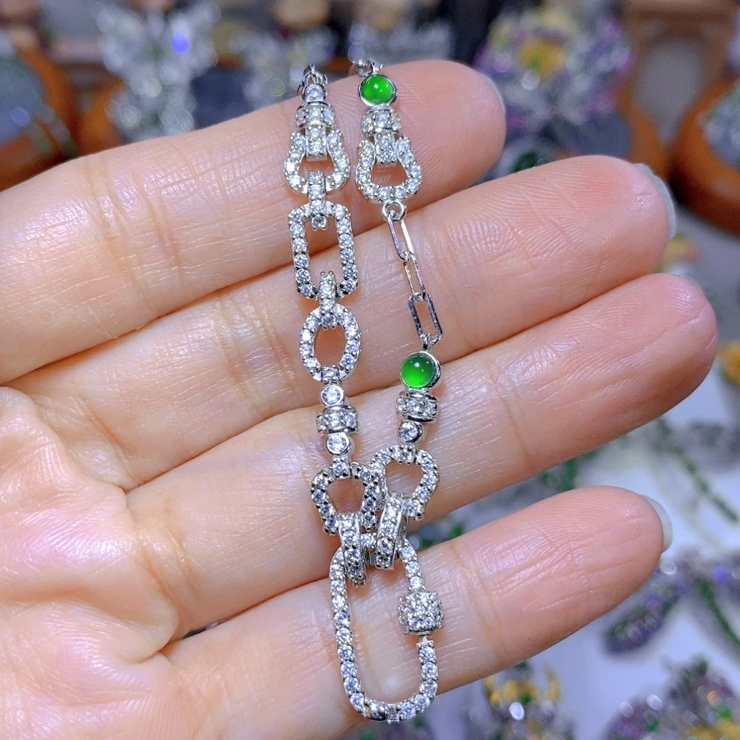 翡翠颈饰银S925镶嵌天然翡翠