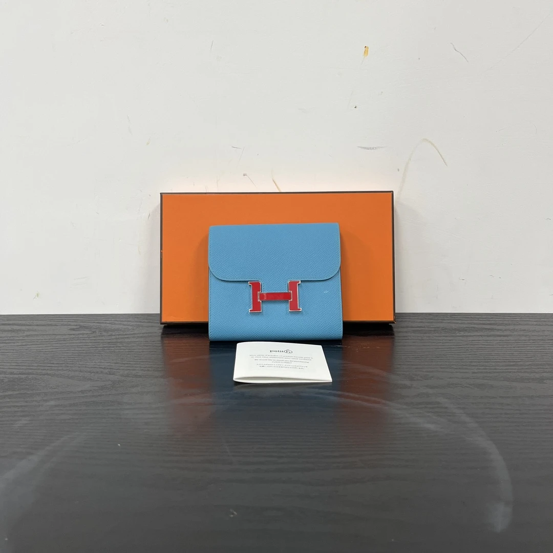 95新 Hermes/爱马仕 constance珐琅扣康康短款钱包 11242