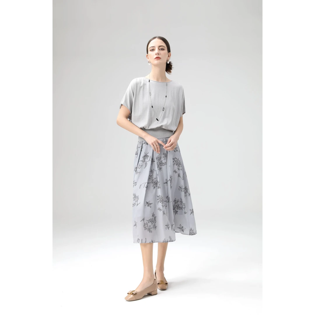 【双绉真丝】印花桑蚕丝半身裙女2025春季新款时尚百搭显瘦女士半裙