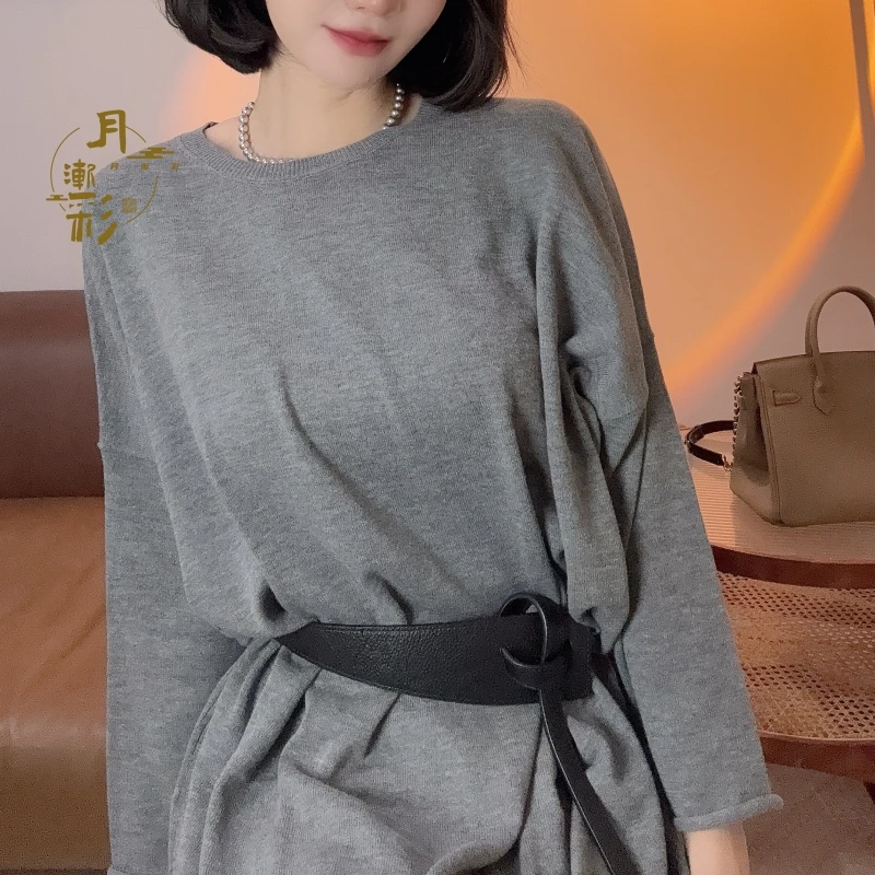 桑蚕丝羊绒混纺春秋款圆领宽松打底衫