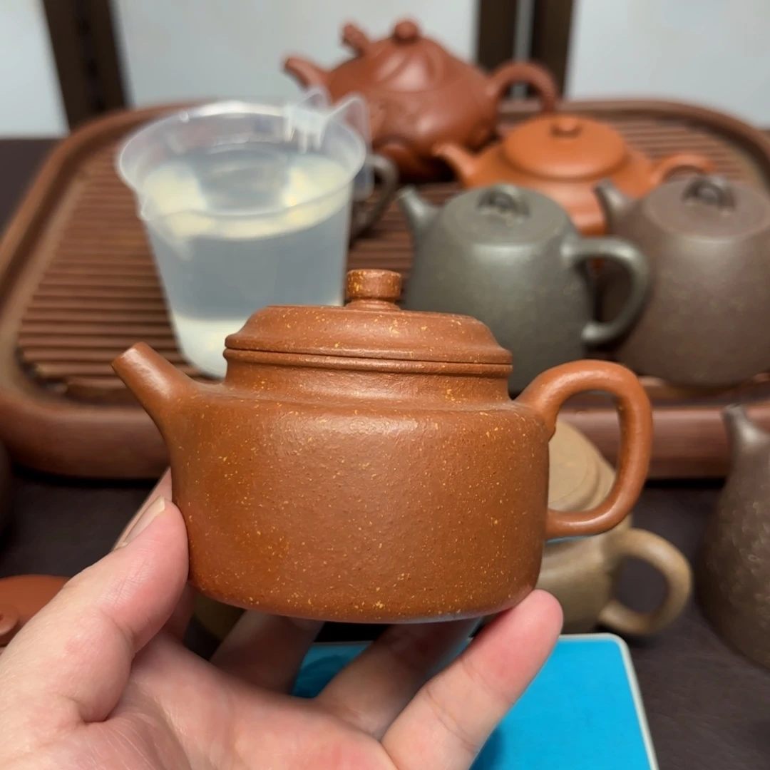 茶壶紫砂粗砂红降坡德钟缩盖