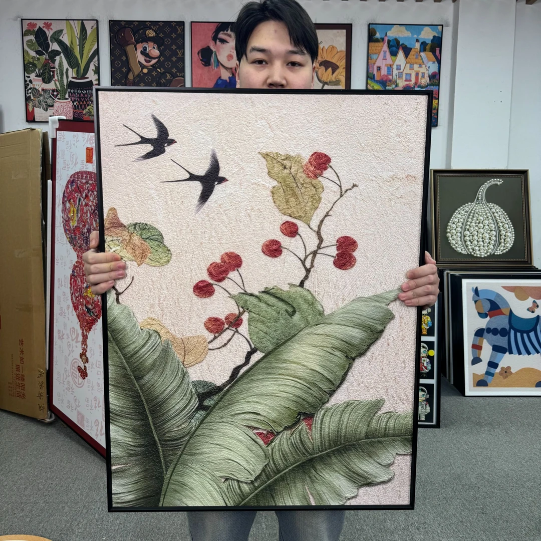 中古燕子家大 业大装饰画沙发背景墙复古艺术高级感挂画6080