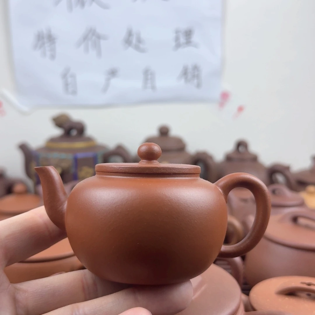 紫砂茶壶平盖莲子150cc朱泥微瑕