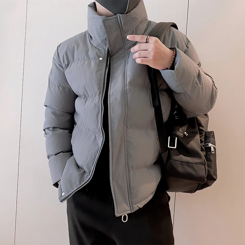 设计感男士棉服秋冬款时尚轻薄立领棉衣痞帅休闲百搭加厚保暖外套