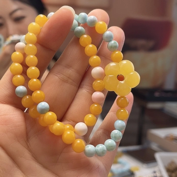 琥珀未镶嵌裸石手串