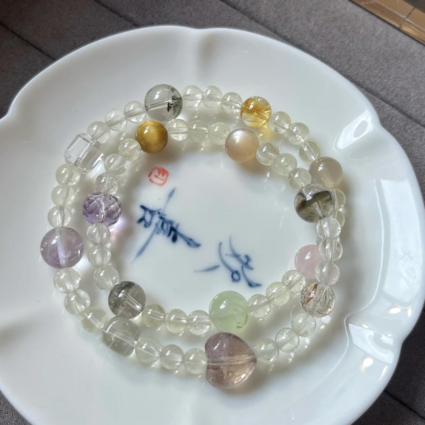 （亏本清货）天然紫黄晶绿幽灵月光等多宝黄水晶手串