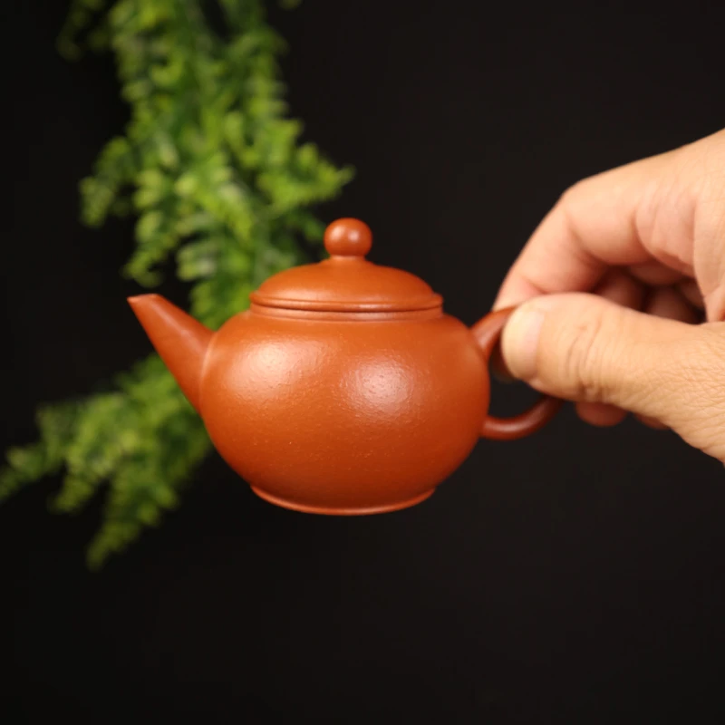 潮州手拉壶 鱼籽朱泥茶壶水平家用泡茶壶  全手工手制出水直冲