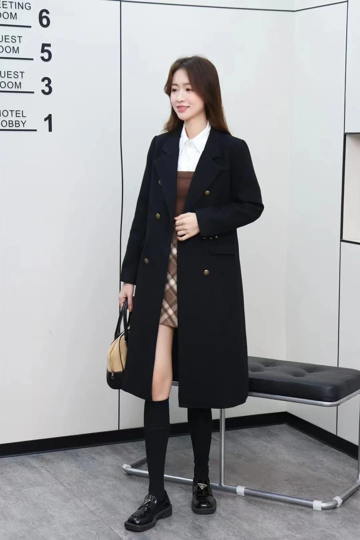 丹妮丝显瘦长款毛呢中长款韩版气质女装外套