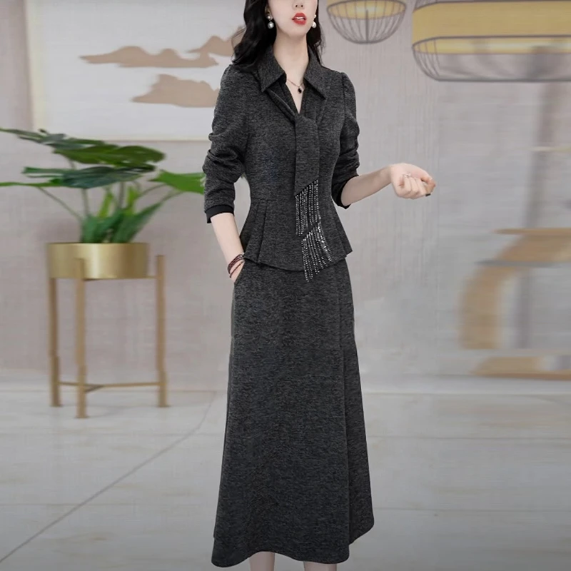 气质优雅小香风裙子套装女新款2025爆款洋气显瘦法式两件套连衣裙