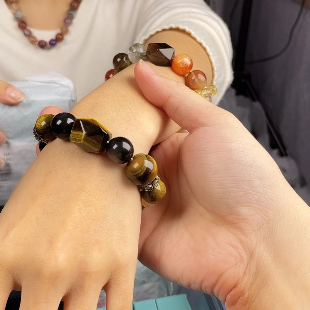 水晶银S925镀金镶嵌手串