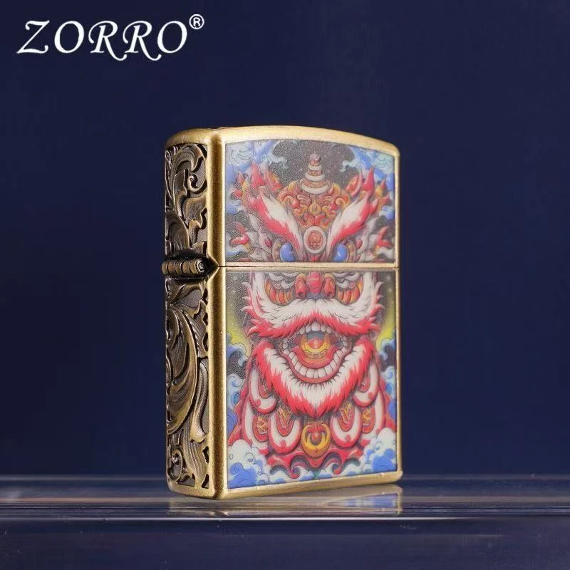 ZORRO佐罗ZK58夜光火麒麟防风煤油打火机男士礼品创意国潮浮雕
