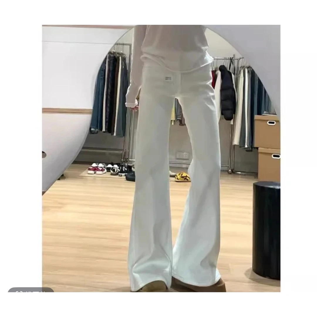 （小不点）女新款大码胖mm阔腿牛仔裤遮胯显瘦喇叭裤25009
