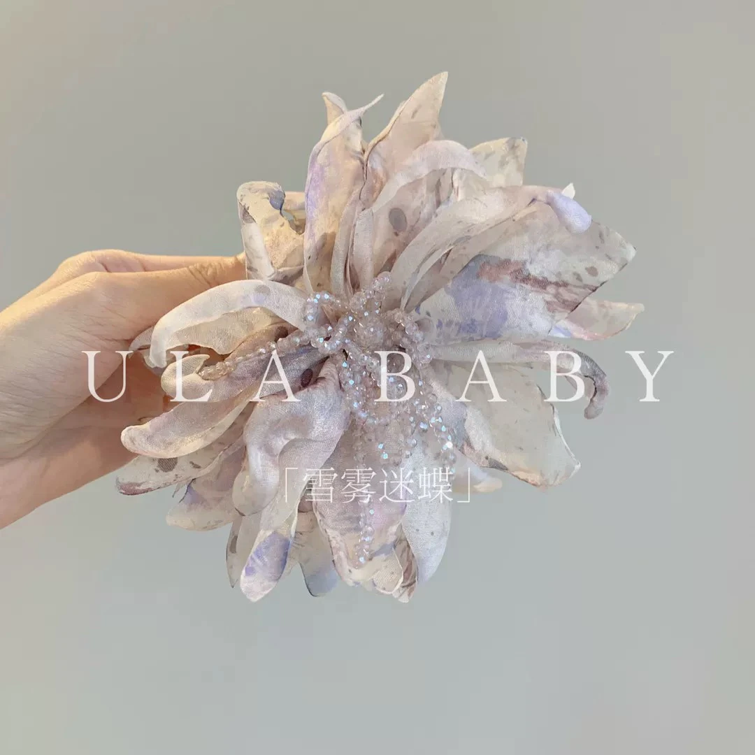 【喜儿ula】5-8-10「雪雾迷蝶」中式氛围仙气花朵晕染温柔抓夹