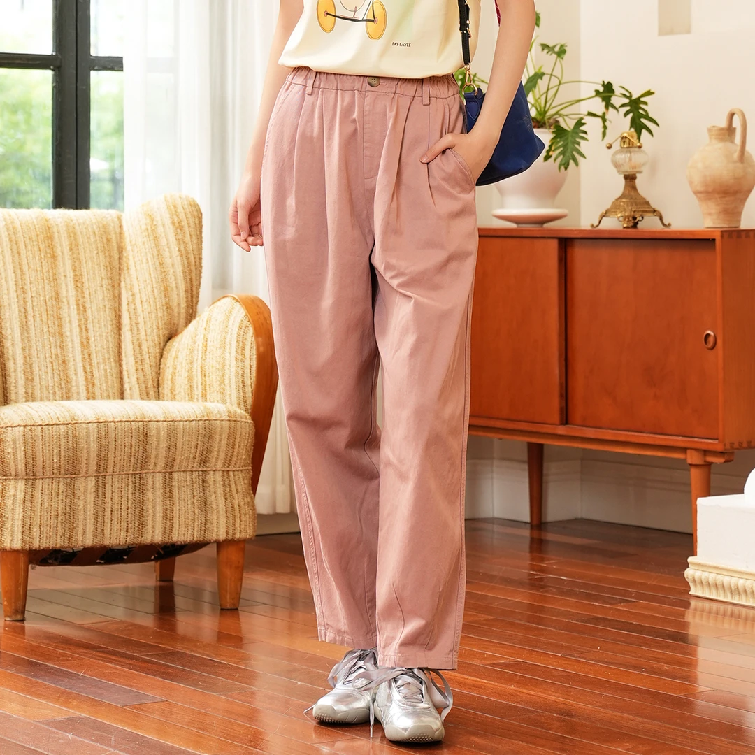 费依宽松舒适休闲裤女2025初秋新款锥形裤腿设计修饰腿型九分裤子