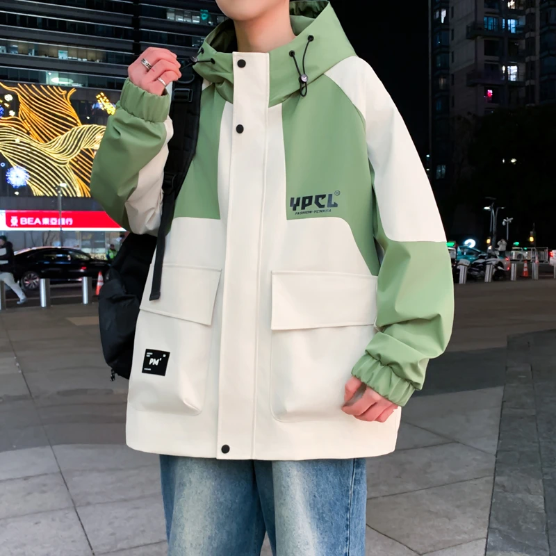 青少年学生连帽夹克外套男春秋新款休闲潮流时尚百搭韩版夹克男