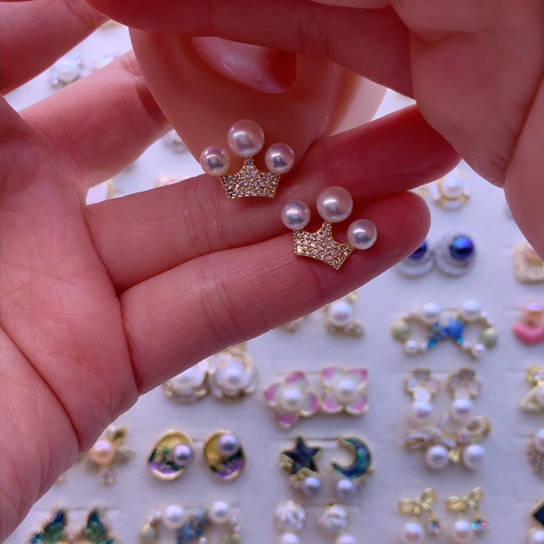 淡水珍珠耳饰合金