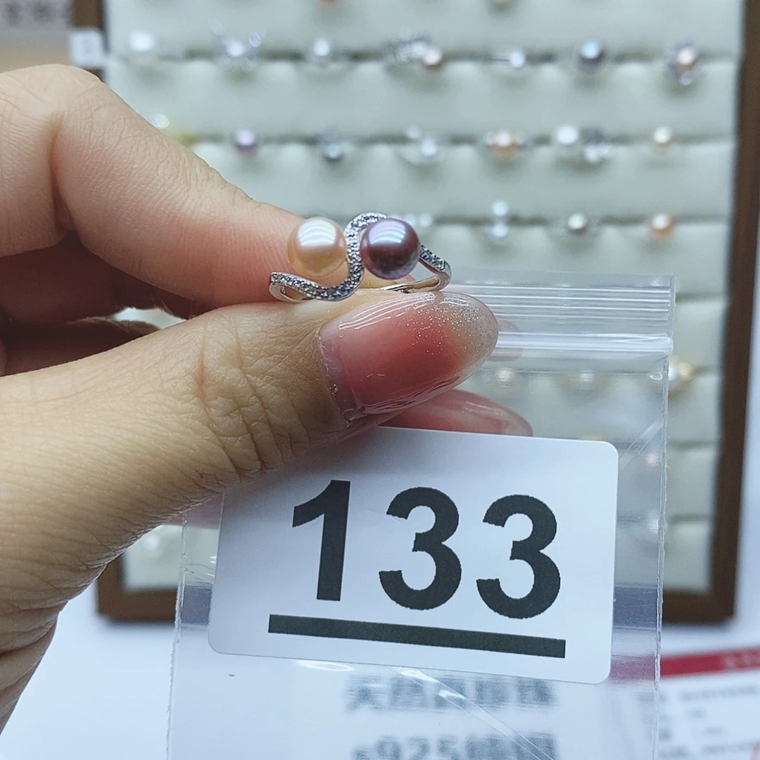 淡水珍珠戒指银S925镶嵌一*雪133