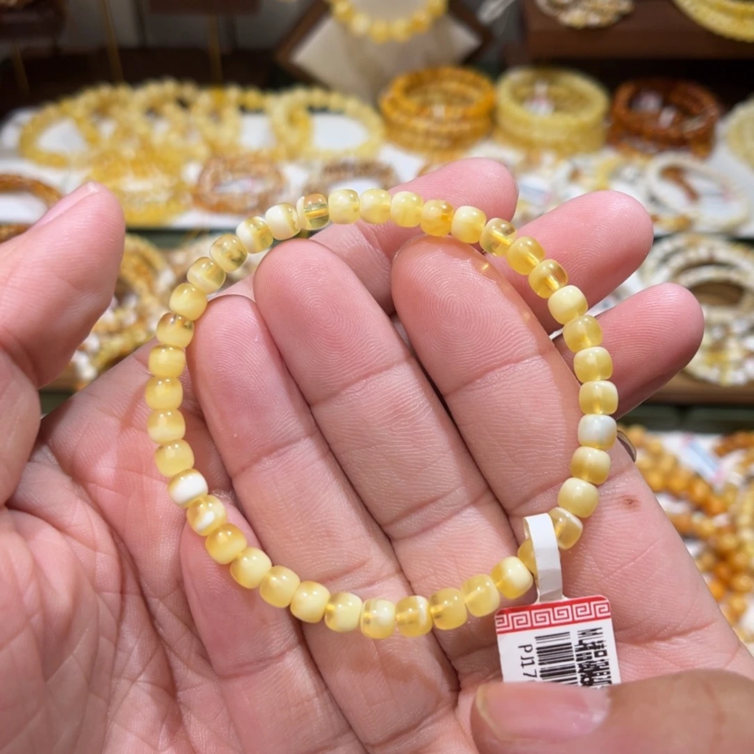 蜜蜡未镶嵌手链5.0mm