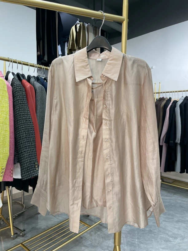 香槟色衬衣防晒夏季百搭显瘦