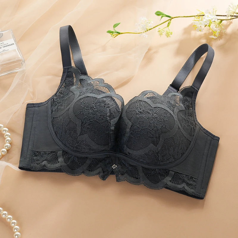 依曼丽小胸内衣舒适透气莫代尔上托聚拢显大蕾丝调整型文胸罩