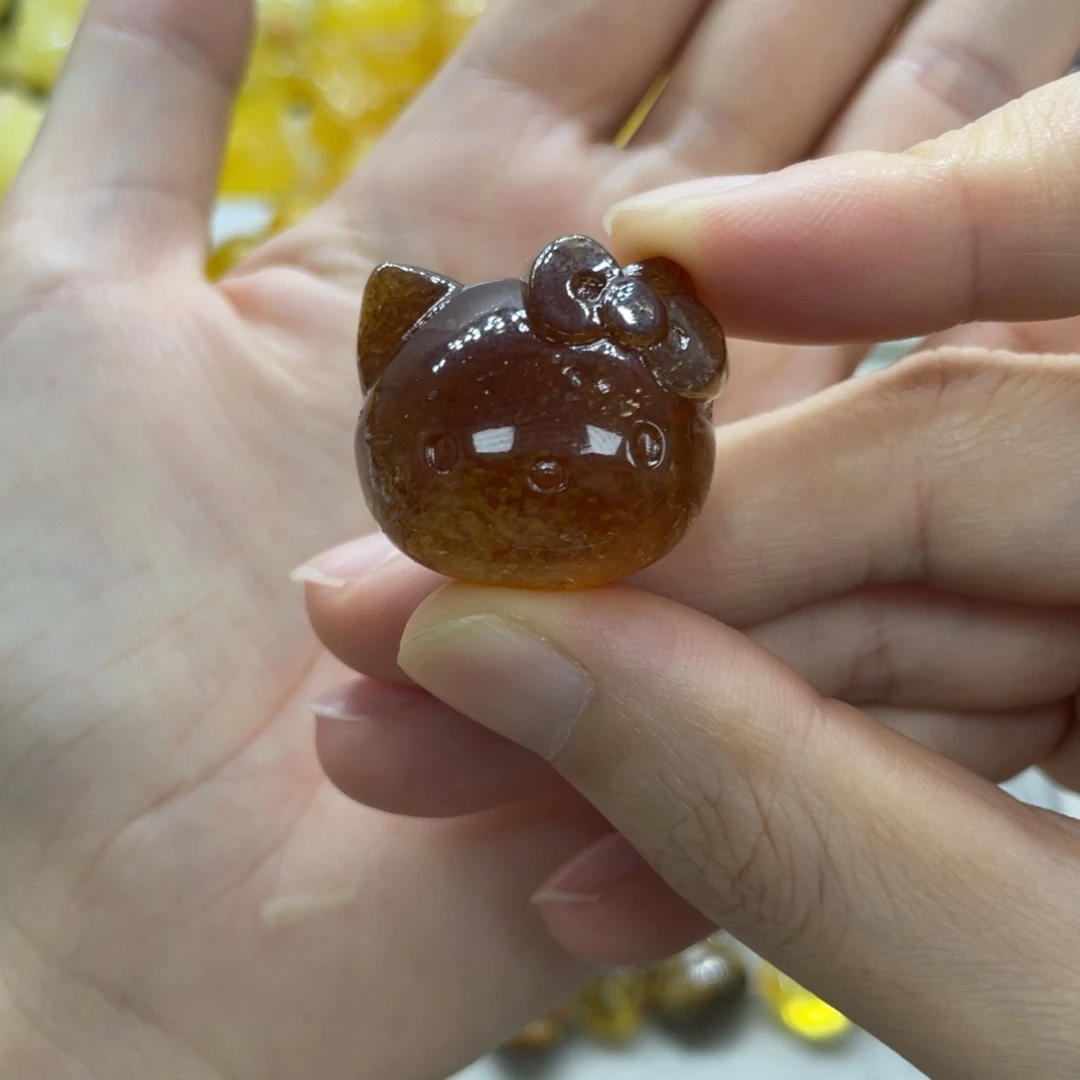 琥珀未镶嵌裸石天然琥珀爆闪kt头