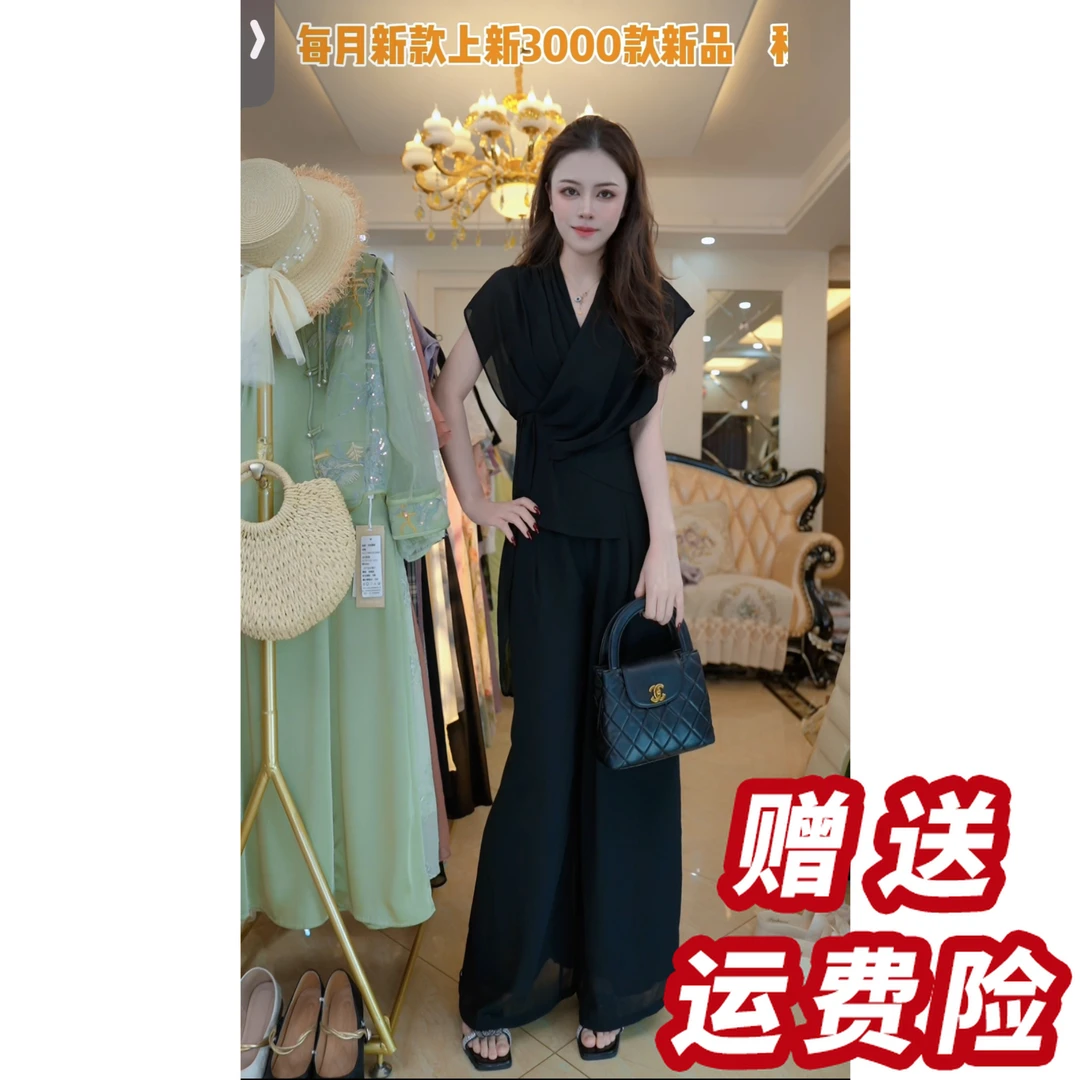 【赠送运费险】夏装时尚套装洋气无袖小衫中年女士夏季两件套D5042