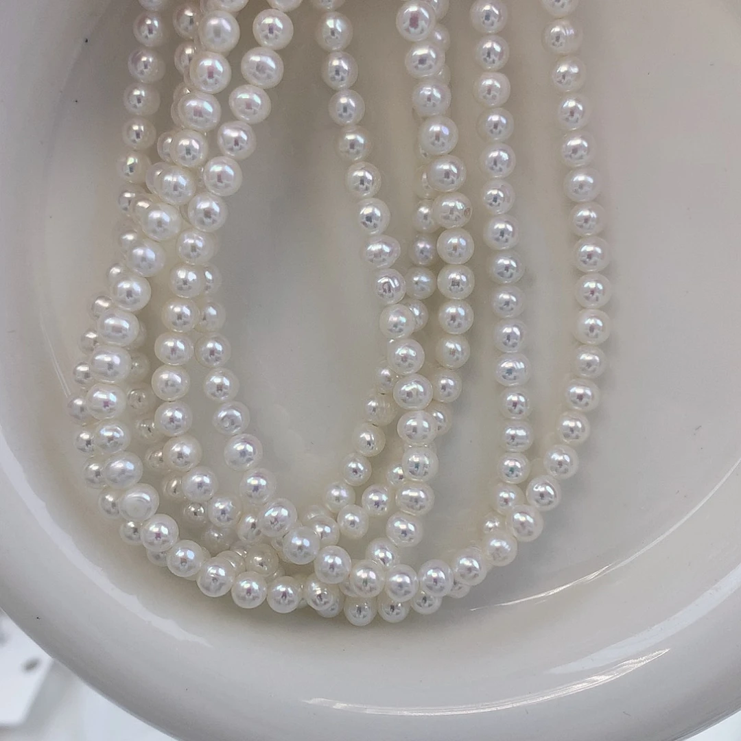 银S925镶嵌耳饰淡水珍珠5mm