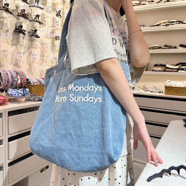 0766-复古手机袋双根敞口纯色单肩包牛仔环保布包