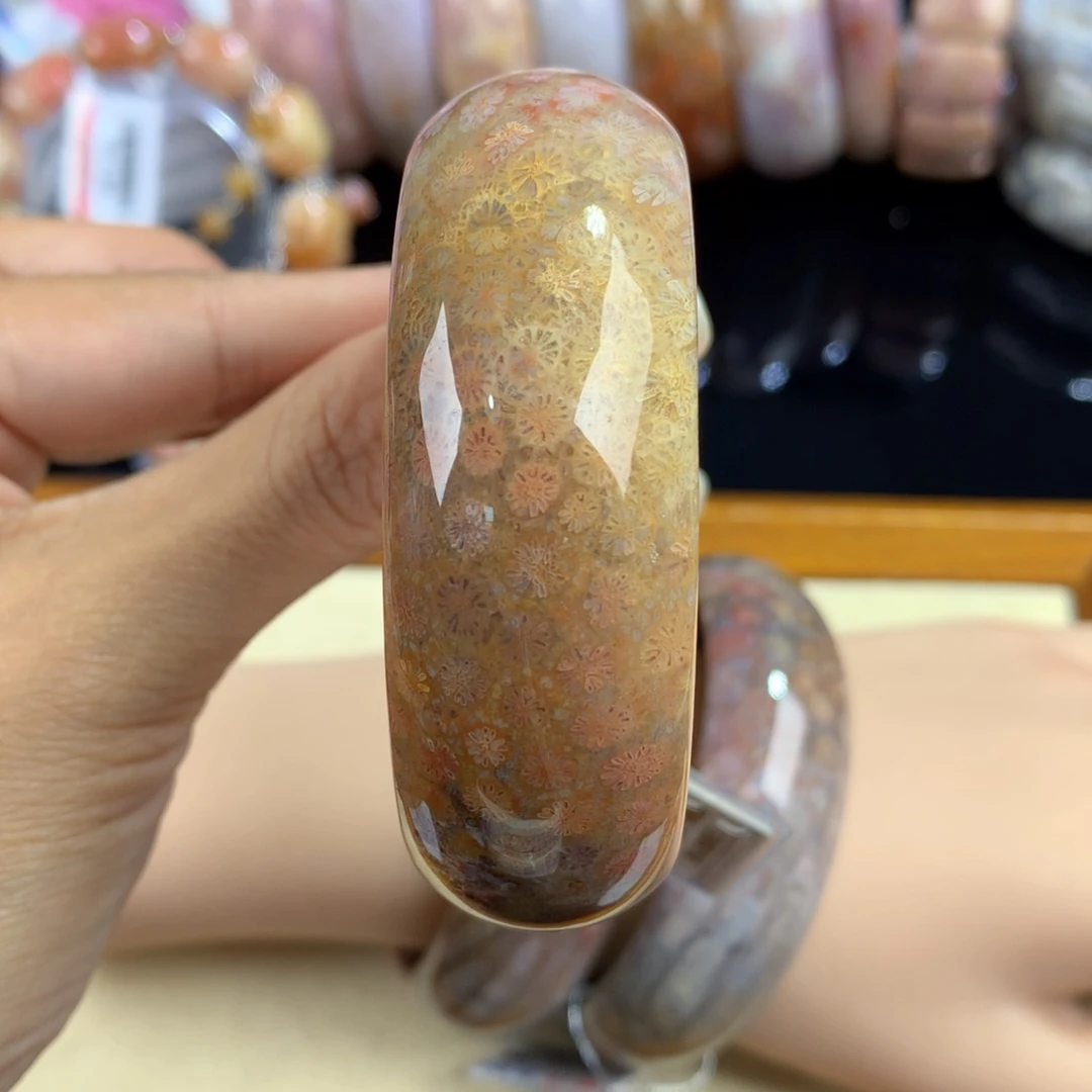 硅化珊瑚（珊瑚玉）未镶嵌吊坠(赠链)43号54圈口