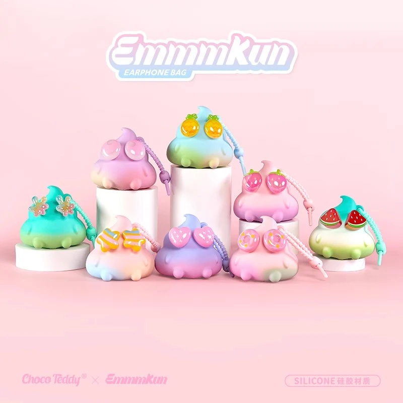 【开盒不退不H】Emmmkun雪宝耳机收纳包盲盒粑粑挂件硅胶零钱包潮玩