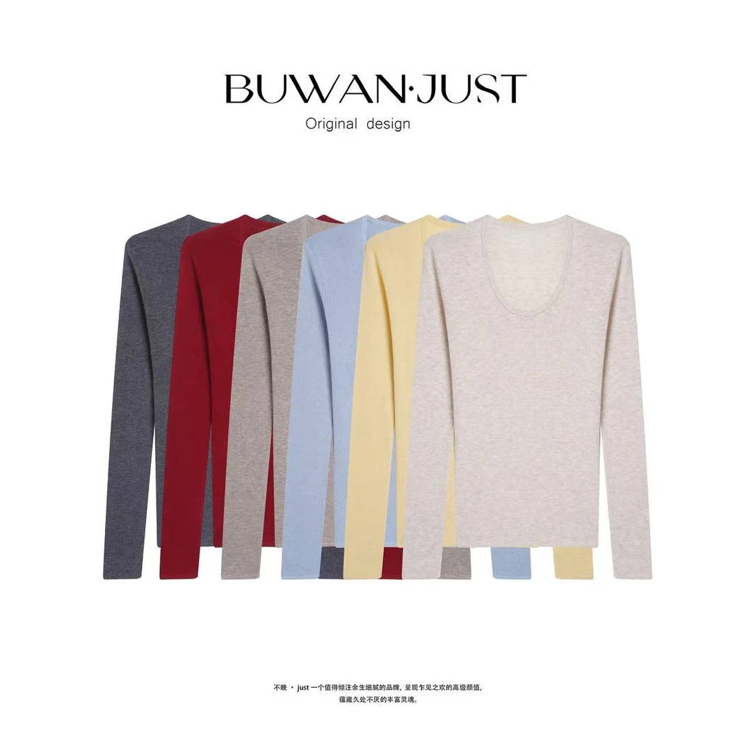 BUWANJUST 高品山羊绒绵羊毛舒适高弹百搭鹅蛋针织打底衫 B2019
