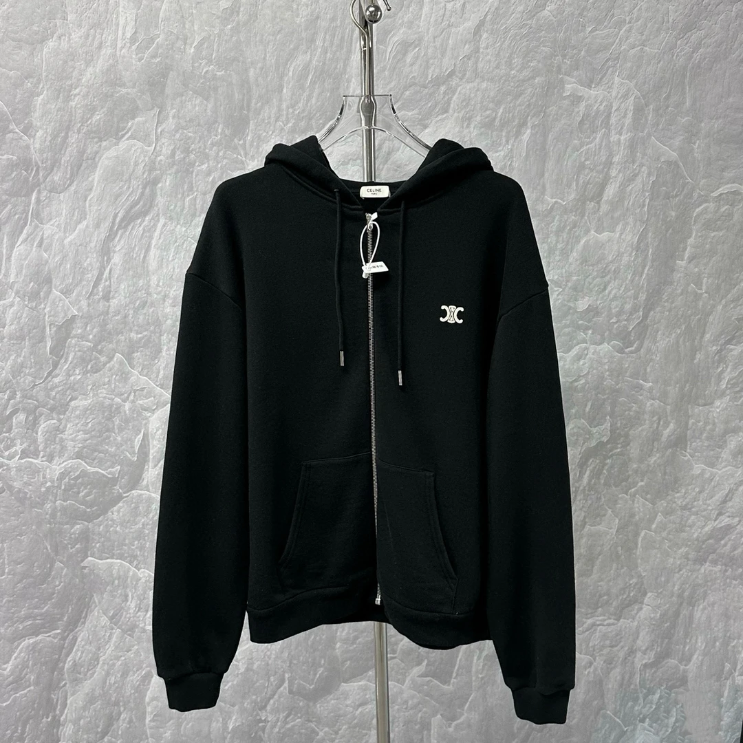 未使用 Celine/思琳 凯旋门刺绣连帽外套 L码 J01120