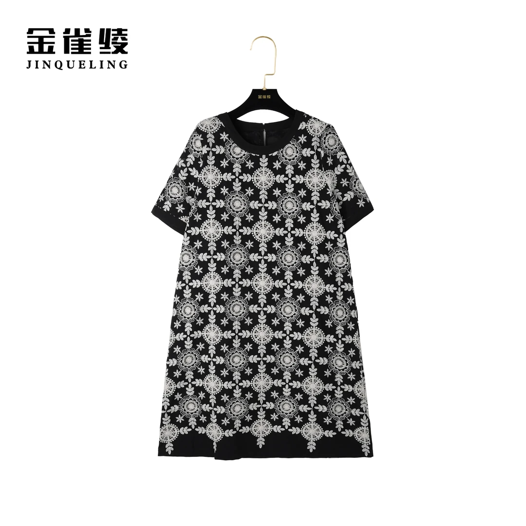 金雀绫【万花筒】夏季款显瘦时尚女士潮流宽松连衣裙AL6046