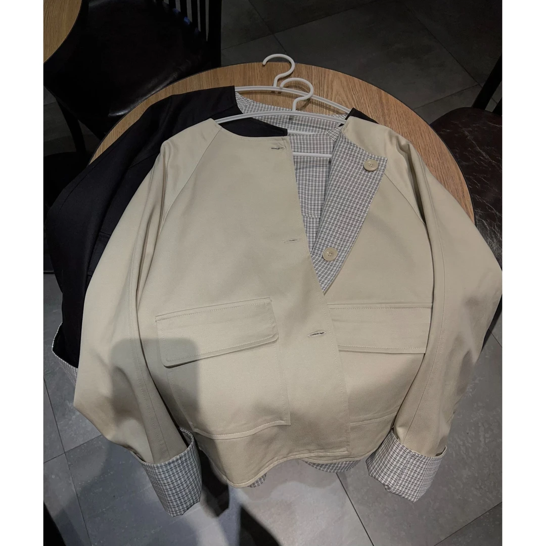 REKAYYAT”细语“天丝韩系百搭时尚气质款两面穿圆领双口袋风衣外套