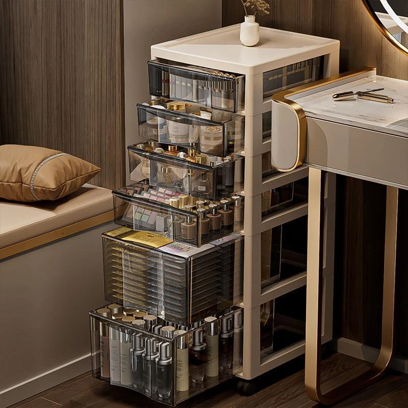 日本精工化妆品收纳盒桌下面置物架多层移动护肤品储物柜子