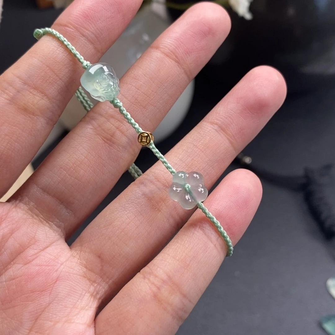 翡翠裸石金蟾小花手绳