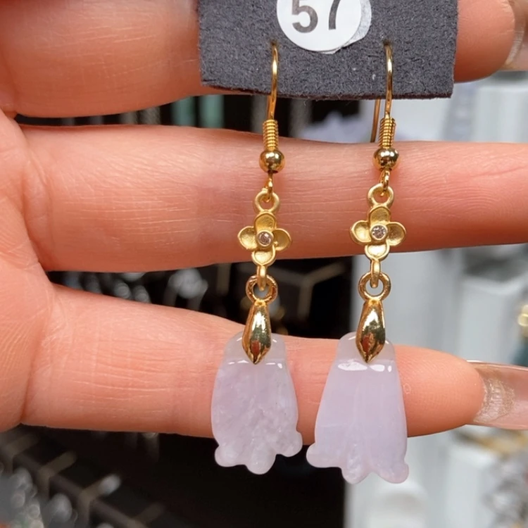 【闪购商品】翡翠耳饰银S925镀金镶嵌耳饰