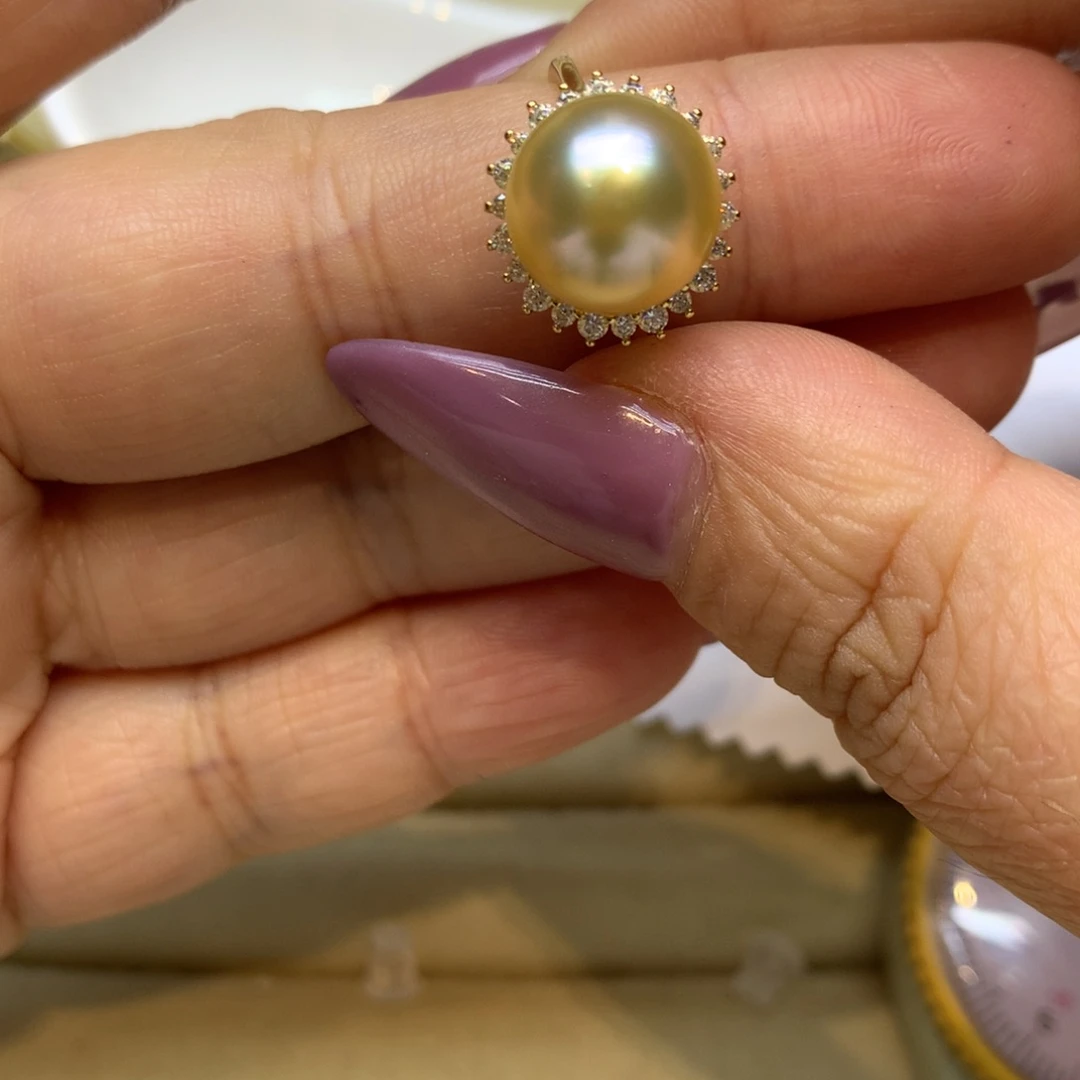 银S925镶嵌戒指海水珍珠